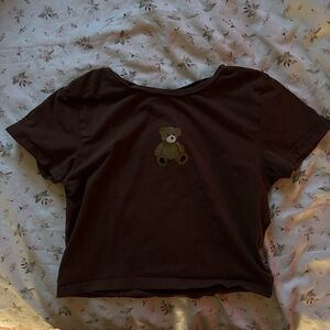 Brown Teddy Bear Crop Top